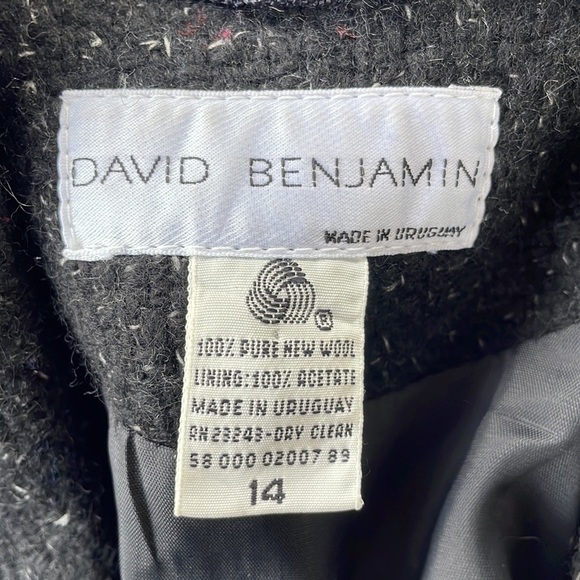 David Benjamin Jacket Peacoat Outerwear Vintage Black Wool Preppy Business Sz 14 - Picture 5 of 6